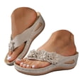 thumbnail image 3 of Fsqjgq Sandales pour Femmes Sandales de Plage à Plateforme Compensée pour Femmes avec Strass Floraux Sandales à Enfiler pour Porter à l'Extérieur Essentiels de Vacances, 3 of 7
