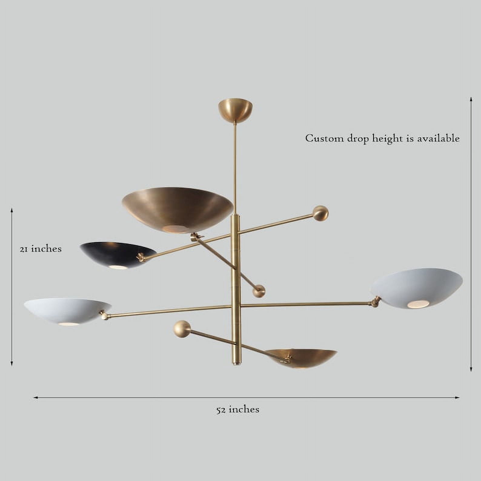 5 Light Pendant Mid Century Modern Raw Brass Sputnik chandelier light Fixture