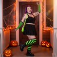 thumbnail image 5 of IAJDKMEK Halloween Striped Over The Knee Socks - Matching Gloves Set Party Socks, 5 of 7