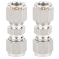 thumbnail image 2 of Compression Fittings, 2Pcs 316 Stainless Steel Compression Fitting Straight DoubleFerrule Tube Adapter for Pipe, 2 of 7