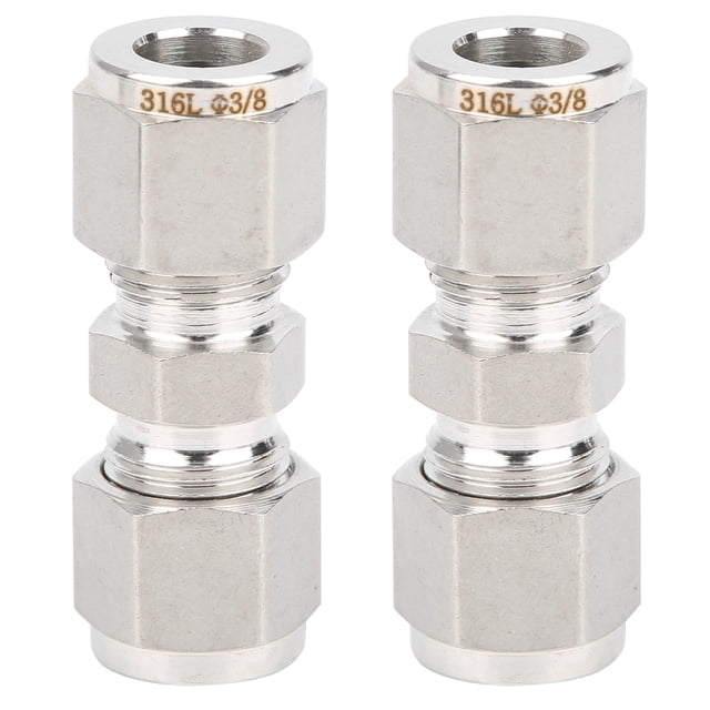 Adaptateur de Tube de Compression, 2 Pcs Raccord de Compression en Acier Inoxydable, Réducteur à Double Ferrule pour Fabrication de Bateau Automobile 3/8
