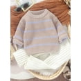 thumbnail image 3 of Suealasg Baby Girl Boy Sweater Long Sleeve Stripe Print Knit Pullover 6M 1T 2T 3T Toddler Girl Boy Fall Warm Loose Knitwear, 3 of 7