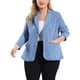 thumbnail image 1 of Women's Plus Size Denim Jacket Notched Lapel Color Block Stretch Blazer Light Blue 3X, 1 of 6