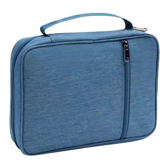 Peacock Blue Bible Cover Case for Men, Reinforced Polyester Bible Cover Case with Handle, Full Zippered, Prayer Book Storage Tote Bag 11 x 8.1 x 2.2 in / 28 x 20.5 x 5.5 cm