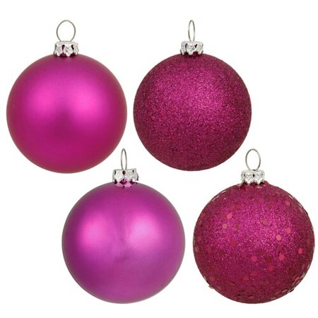 Vickerman 12" Wine 4-Finish Ball Ornament, 4 per Bag