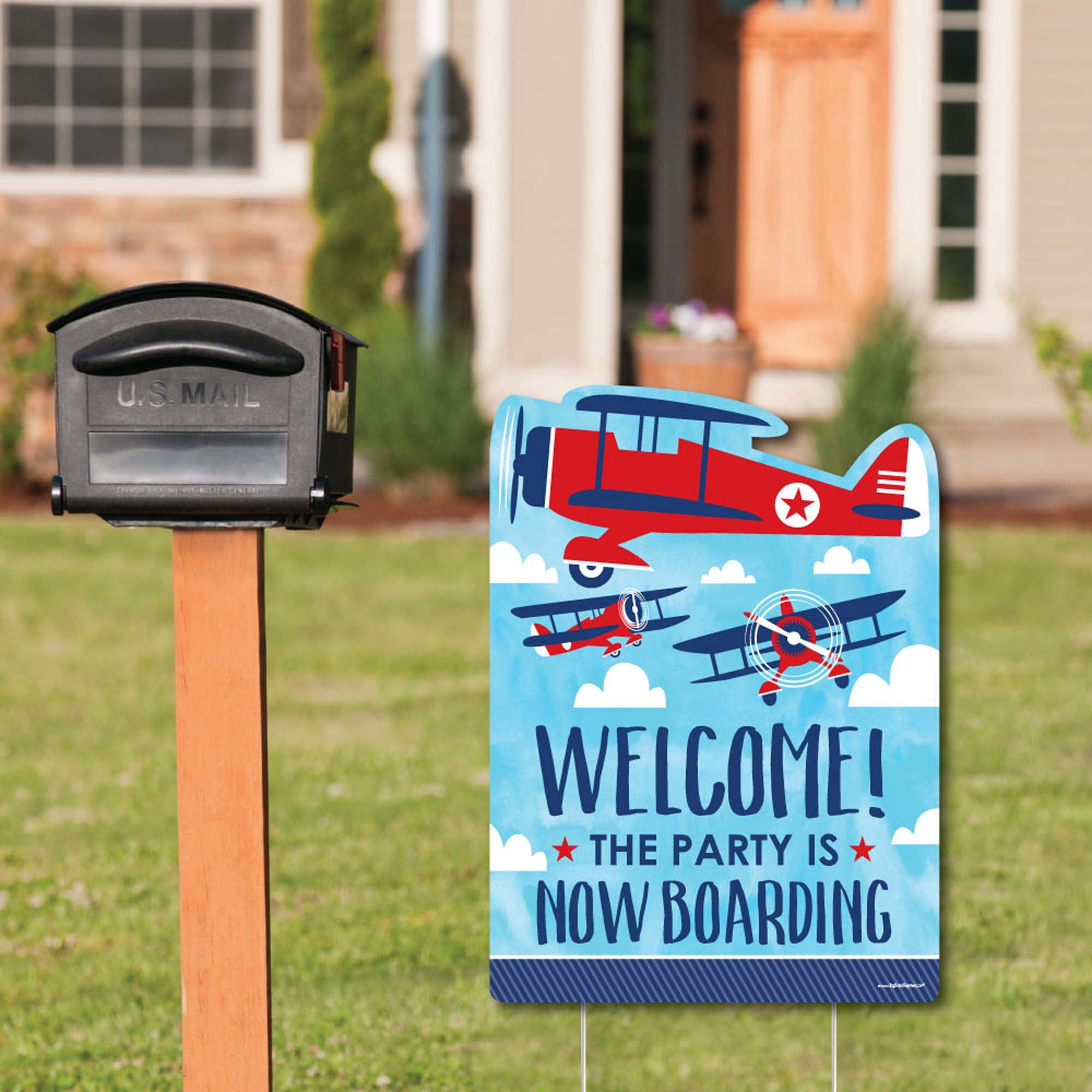 Big Dot of Happiness Taking Flight - Airplane - Party Decorations - Vintage Plane Baby Shower or Birthday Party Welcome Yard Sign