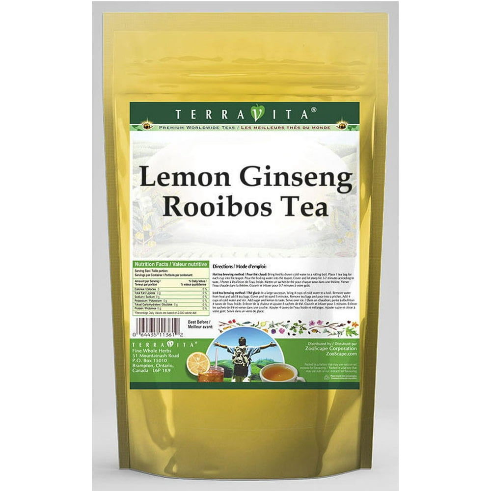 TerraVita Lemon Ginseng Rooibos Tea, (Lemon Ginseng, Rooibos Tea Bags