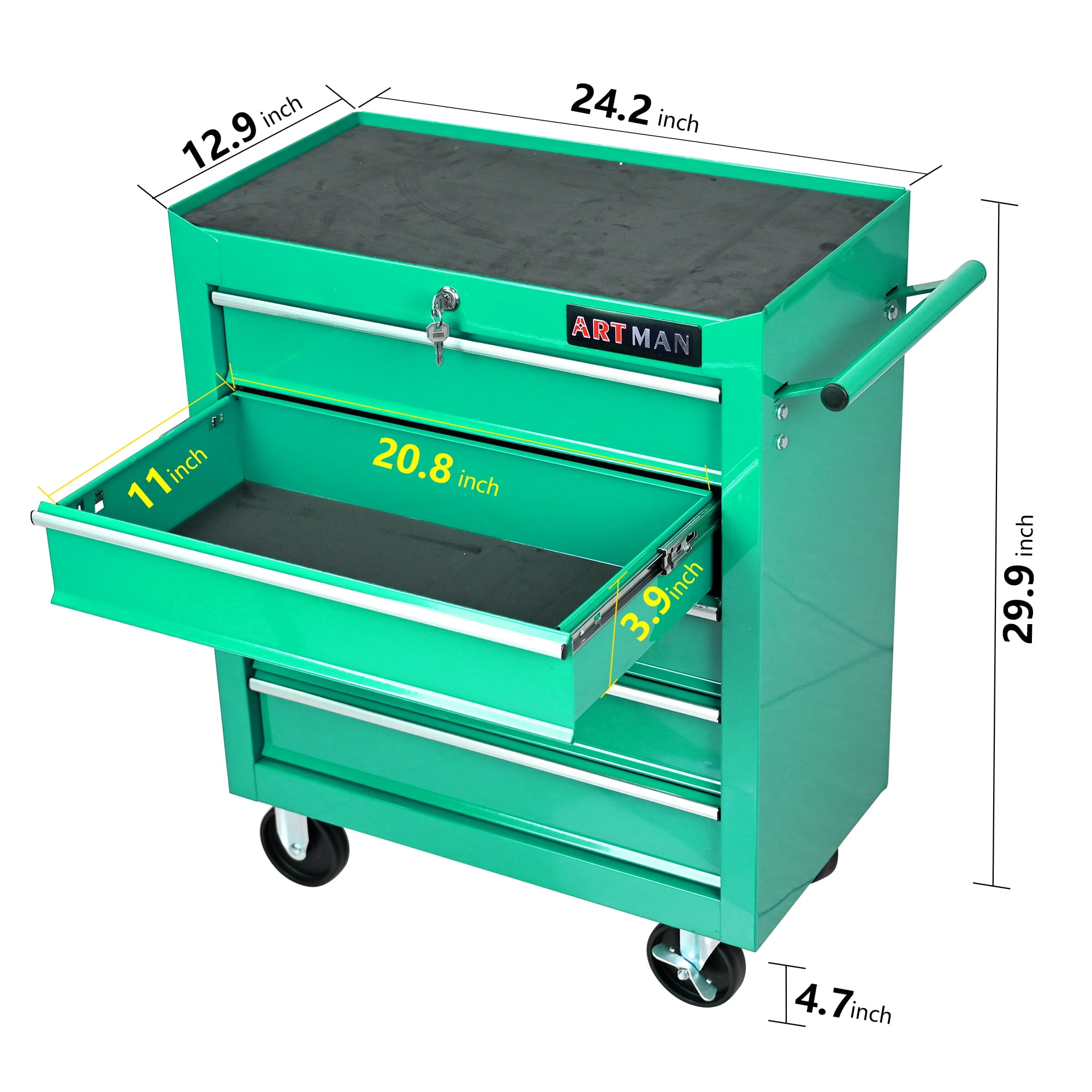 5 Drawer Rolling Tool Chest, Steel Tool Storage Cabinet for Garage Storage with 4 Wheels and Locker
