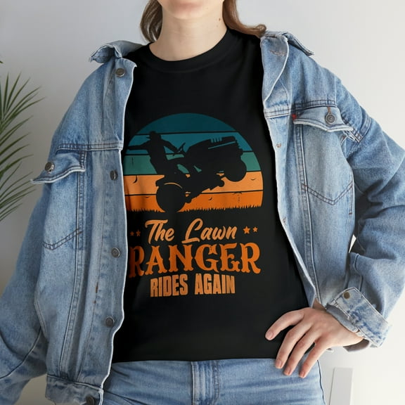 The Lawn Ranger Rides Again Mowing Vintage Retro Mower T-Shirt