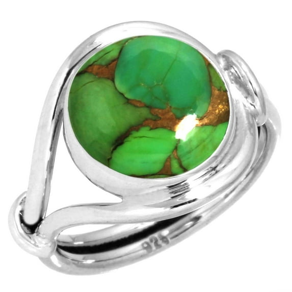 Copper Green Turquoise 925 Sterling Silver Handmade Ring