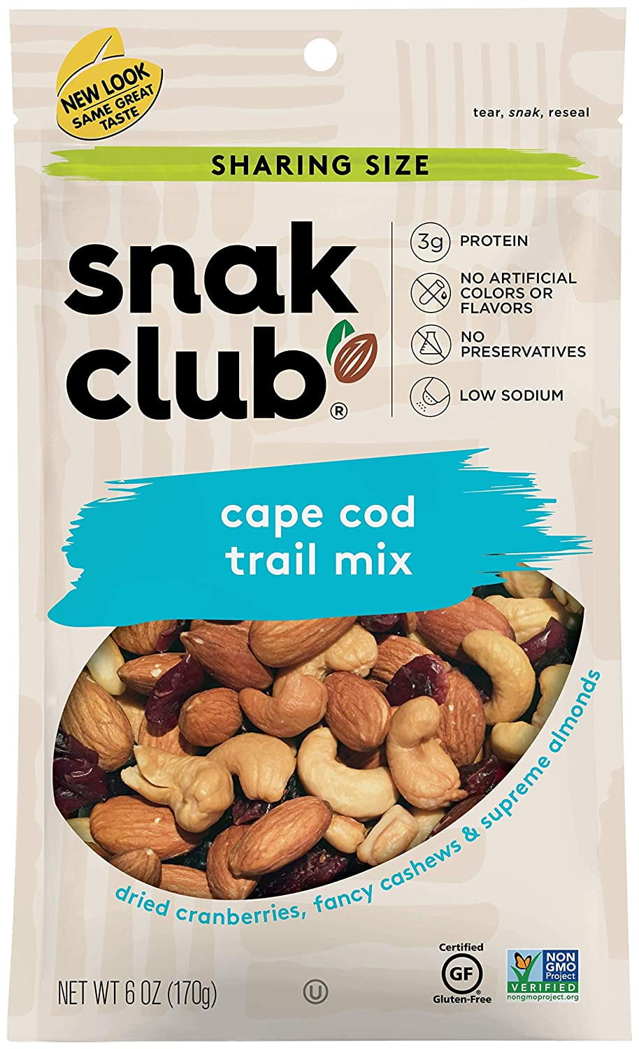 Snak Club All Natural Cape Cod Trail Mix, NonGMO, 6Ounces, 6Pack