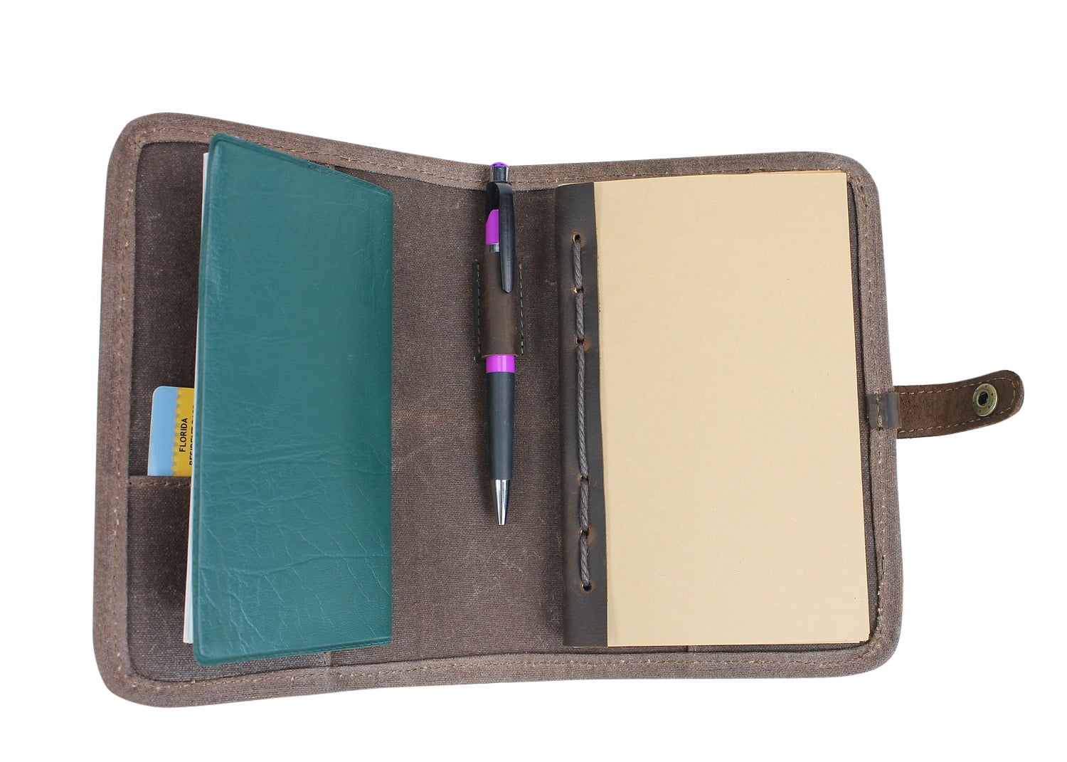 Vagarant Traveler Vintage Leather and Waxed Canvas Combination Journal B249.CB