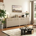 thumbnail image 7 of BedLuxury 55.5 Inch Sideboard Buffet Cabinet With Sturdy Desktop, Modern Wood Streaks Style Storage Cabinet with 2 Drawers & 4 Doors for Kitchen, Dinning Room, Entryway, Beige., 7 of 7