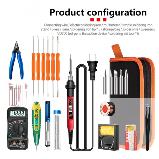 Kit De Soldador Con Pantalla Digital Herramientas Eléctricas Multifuncionales Soldador Portátil Conjunto De Herramientas De Soldadura 25 Unids/Set Eigraketly TO006509-01