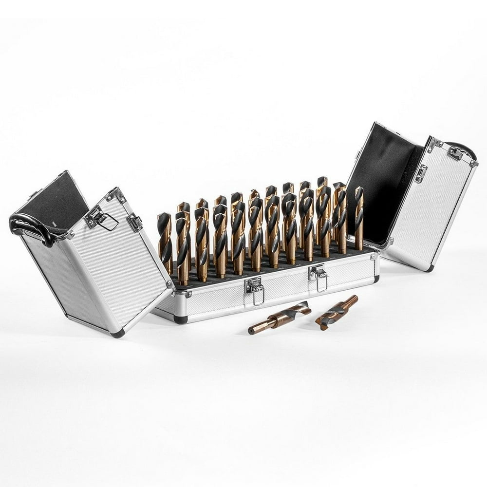 Stark 33PC Silver & Deming Drill Bit Index Set Black and Gold TriFlat 1/2" Shank (HSS) w