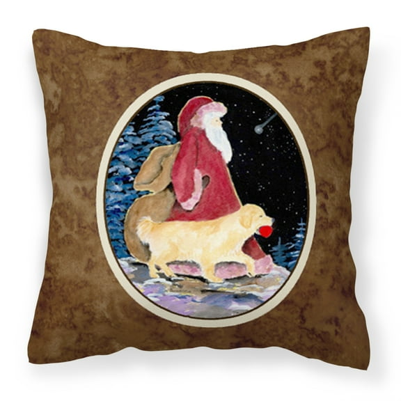 Carolines Treasures SS8973PW1414 Santa Claus with Golden Retriever Fabric Decorative Pillow, 14Hx14W, multicolor