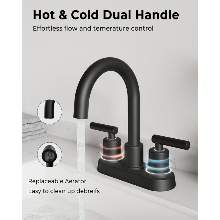 VXV Bathroom Faucet 4 Inch Centerset, 360 Rotating Matte Black photo 6