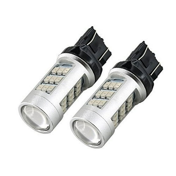 3157/7443/1157 Red Stop Brake 2835 Flash Strobe Rear Alert Safety 33-LED Light Bulbs (7443, Red)