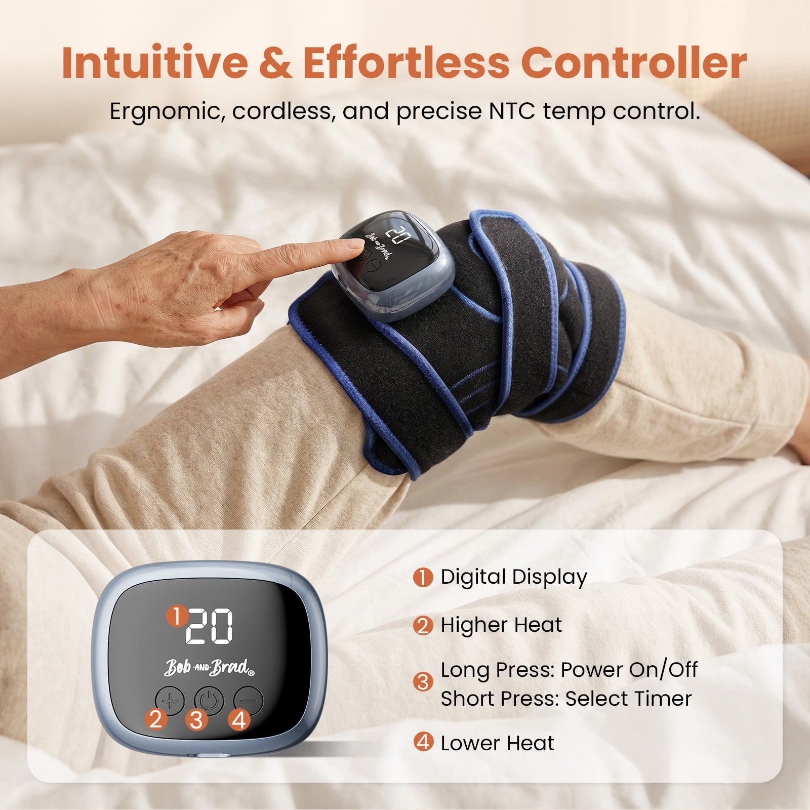 Bob And Brad Cordless Heating Pad For Joint Pain Relief, 5 Heat Settings, 2500mAh Battery, Adjustable Multi-Joint Wrap