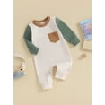 thumbnail image 3 of Gupgi Infant Boy Long Sleeve Romper 0-2Y Baby Contrast Color Pocket Jumpsuit Fall Winter Clothes, 3 of 9