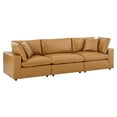 thumbnail image 2 of Modway Commix Down Filled Overstuffed Vegan Leather 3-Seater Sofa in Tan, 2 of 10