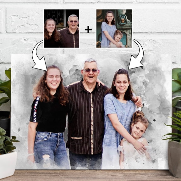Catygift - Combine Canvas Of Your Most Beloved Ones From Different Photos - Custom Canvas Wall Art - Personalized Canvas - Meaningful Portrait - Unique Gift For Family Members, Friends