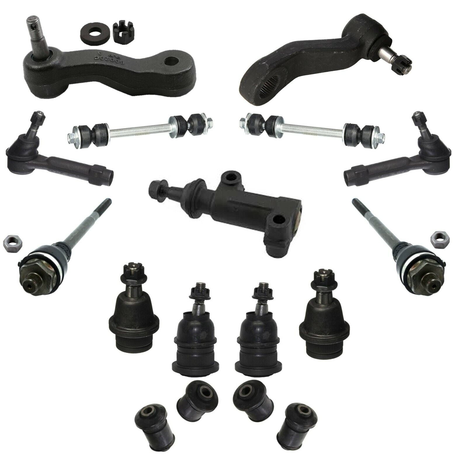 15 Pc Suspension Kit Tie Rod Ends Idler & Pitman Arms, Front Upper