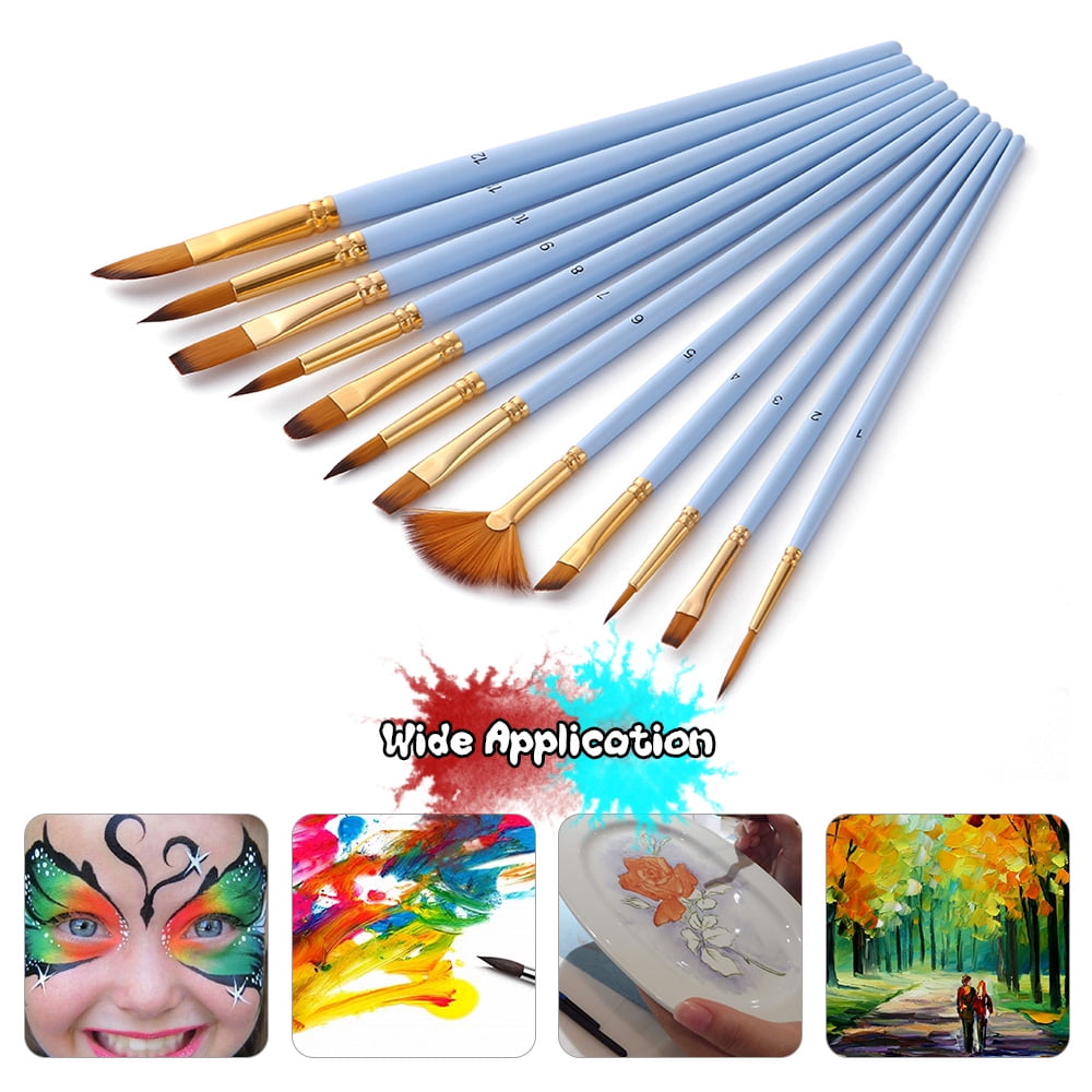 9PCS Fan Paint Brush Set Nylon Hair Paintbrush for Watercolor Acrylic Painting