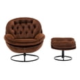 thumbnail image 5 of Velvet Swivel Accent Chair with Ottoman, Chaise Lounger Armchair TV Chair Lazy Sofa with Footstool & Metal Legs, Upholstered Lounge Sofa Chair for Bedroom Living Room, 360 Degree Swiveling, Brown, 5 of 7