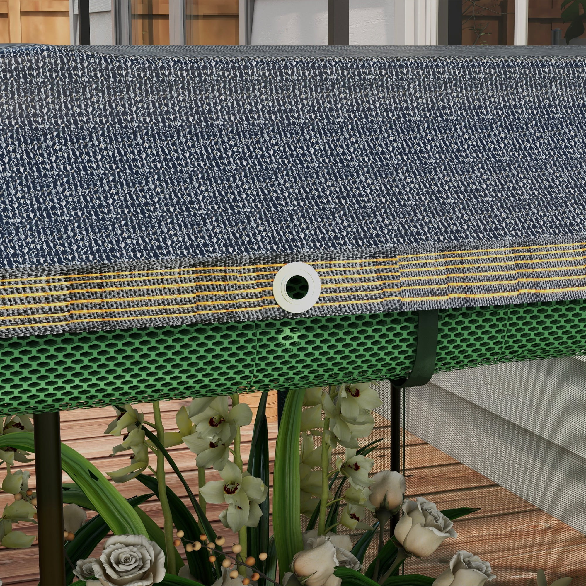 Outsunny Galvanized Raised Garden Bed with Crop Cage & Shade Cloth, Green