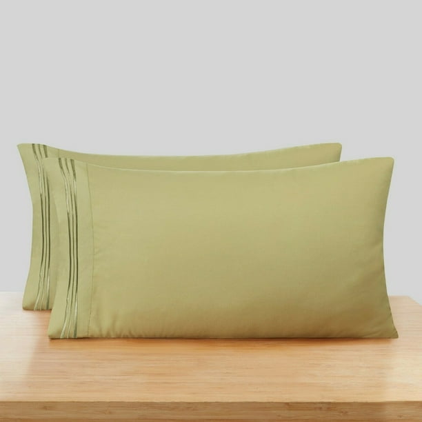 Pillow Case Set Two Piece Olive Sage Green Standard Size Ultra Soft