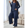 thumbnail image 6 of 3 Piece Lounge Sets for Women Travel Vacation Outfits Fall Cardigan Matching Sleeveless Top Wide-Leg Pants Blue M, 6 of 9