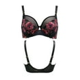 thumbnail image 2 of Pour Moi Soiree Embroidery Side Support Underwire Bra (37100),38H,Black/Pink, 2 of 5