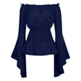 thumbnail image 1 of LSLJS Women's Boho Vintage Ruffle Off Shoulder Corset Flare Sleeve Blouse Shirt Tops, Corset Top, 1 of 5