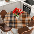 thumbnail image 1 of Round Table Cover 55-60 Inch Orange Blue Checkered Waterproof Reusable Table Cloth Round Fitted Vinyl Tablecloth with Elastic Edged for Parties Outdoors, Fall Farmhouse Buffalo Plaid, 1 of 7