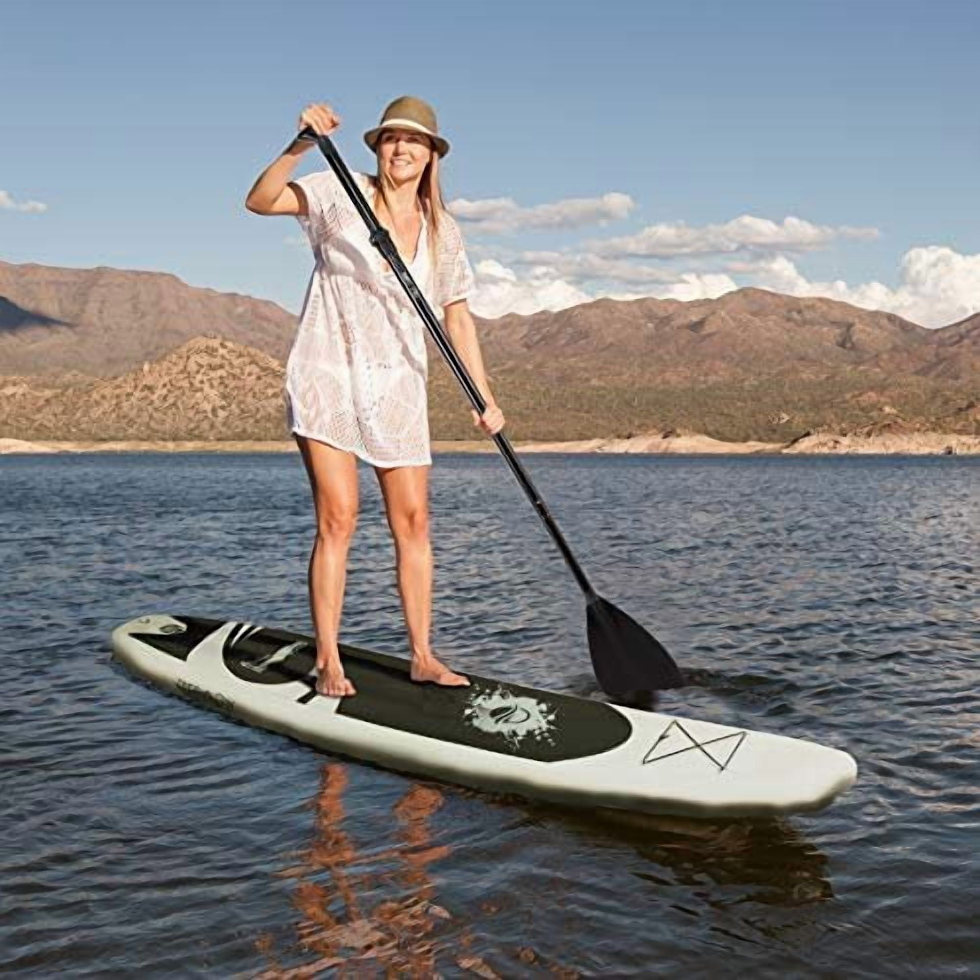 SereneLife 11 Inflatable Stand Up Paddle Board and Detachable Seat  Free Flow SUP Paddleboard Set for Adults, Non-Slip EVA Deck Pad, Marine-Grade Build, 30" Wide Design, 275 lbs. Capacity