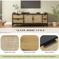 thumbnail image 2 of Elegant Rattan TV Stand for TVs up to 65", Boho Style Media Console with Adjustable Shelves, Sleek TV Console Table with Wood Grain Surface for Living Room, 2 of 8