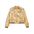 thumbnail image 5 of ranrann Kids Boys Girls Shiny Metallic Zipper Closure Jacket Windproof Motorcycle Coat Outerwear Gold 8, 5 of 7