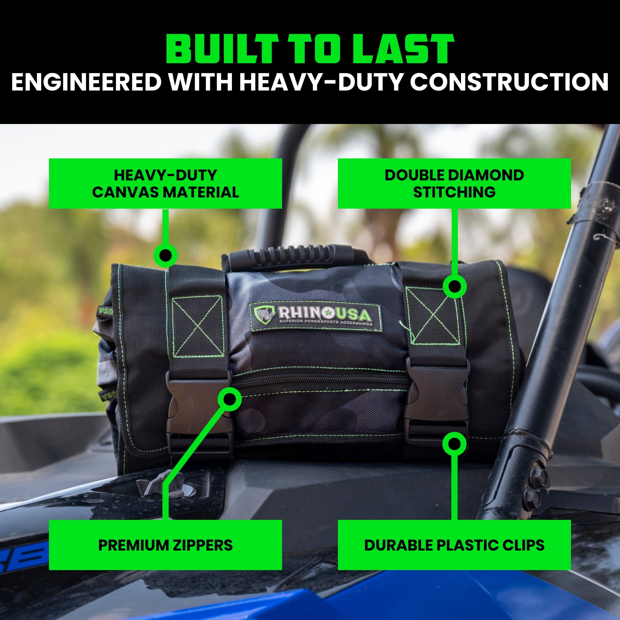 Rhino USA Tool Bag Roll - Heavy Duty Canvas Organizer Pouch for Tools - w/ Labeled & Removable Pouch