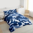 thumbnail image 3 of Homewish Abstract Camouflage 3 Pieces Queen Comforter Set for Kids Children Teens,Blue White Ultra Soft Bedding Sets,Geometric Camo Bedding Comforter Set Breathable,Luxury Bedroom Decor,Reversible, 3 of 8