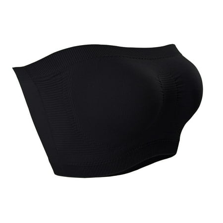 Yyeselk Bandeau Bras for Women Seamless Wireless Padded Strapless Bra Push Up Comfort No Underwire Breathable Tube Top Bra Underwear Black S
