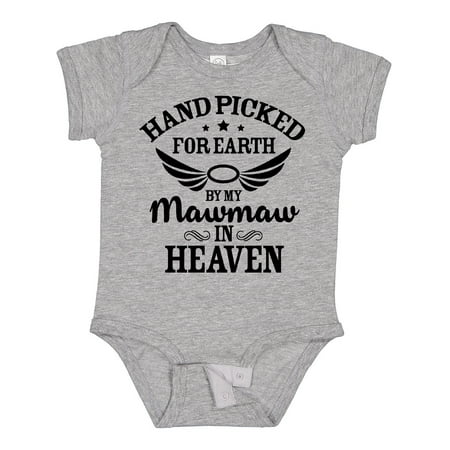 

Inktastic Handpicked for Earth by My Mawmaw in Heaven with Angel Wings Gift Baby Boy or Baby Girl Bodysuit