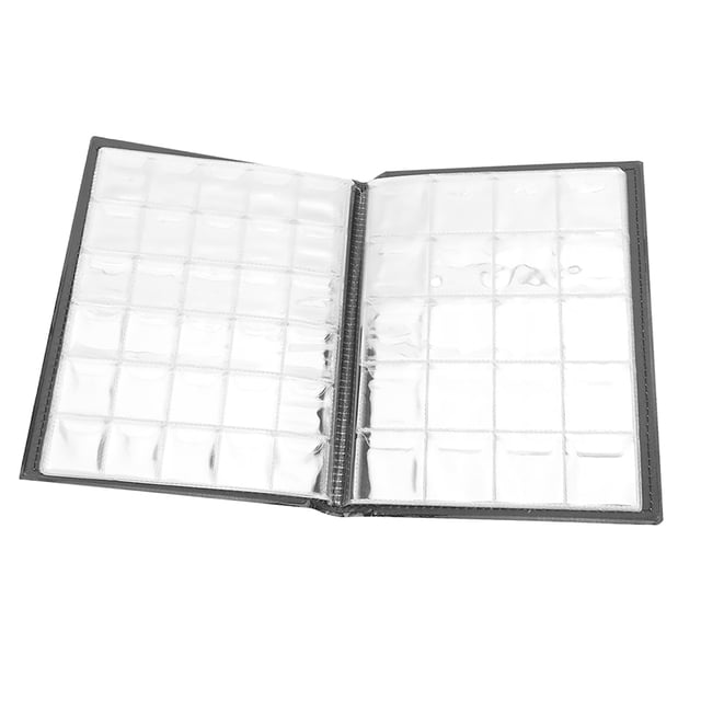 Coin Album Collection Book Holder 250 Pockets 10 Pages, PU Shell, Ideal for Coin Collectors Black Brown Red, Compact Size