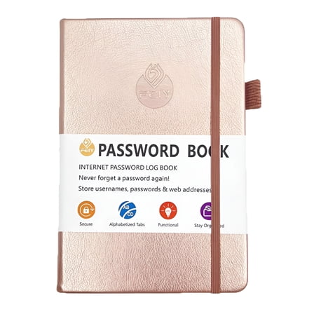 CCOCC Password Book Spiral Address Book with Alphabetical Tabs,Leather Password Book,Address Organizer Telephone Notebook Journal Keep Contact Safe