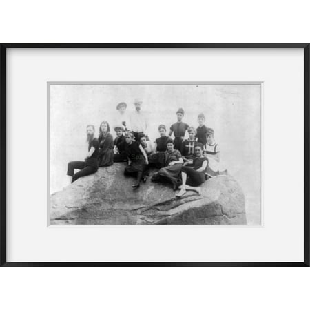 

Photo: Frances Banjamin Johnston family in bathing suits posed on large rock pho