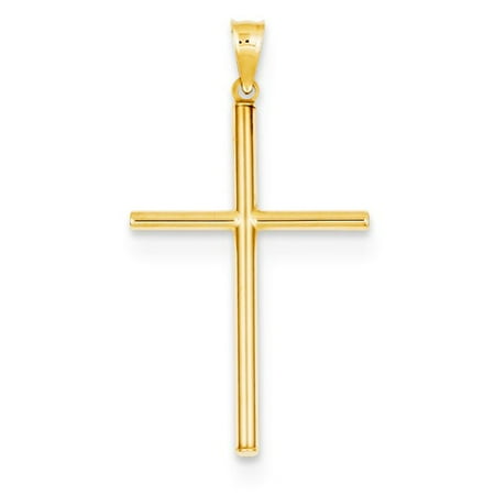 14k Yellow Gold Polished Hollow Cross Pendant