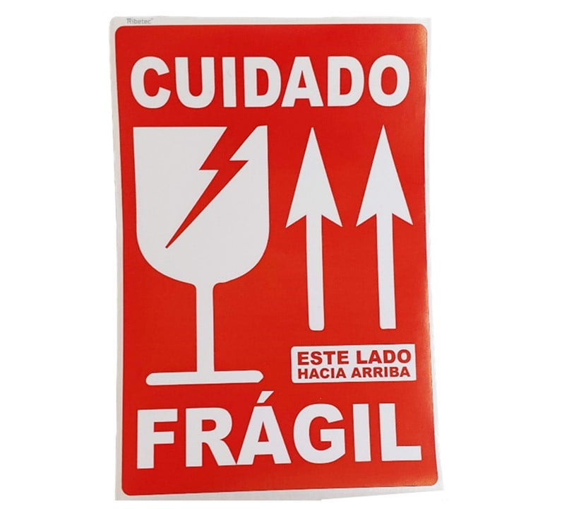Etiqueta Frágil Ribetec Cuidado Rollo con 500 Etiquetas 102x152 mm ...