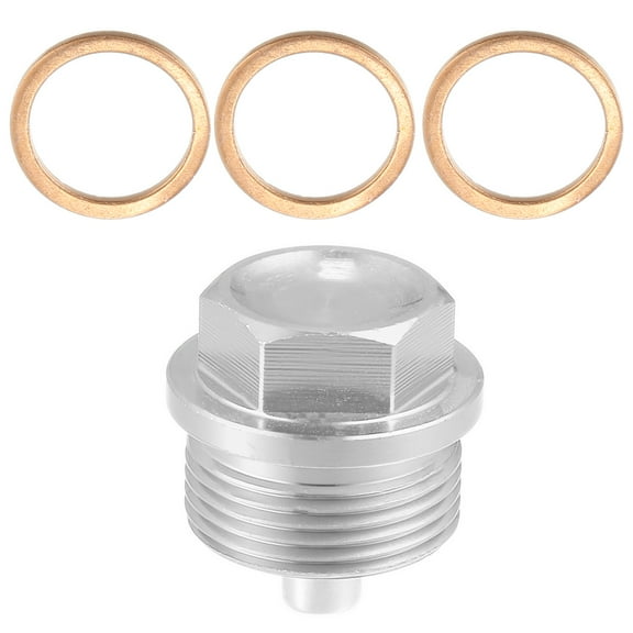 Unique Bargains 1 Set Universal M24x1.5 Car Magnetic Oil Drain Plug Bolt with 3 Gasket Aluminum Alloy Silver Tone