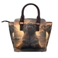 thumbnail image 2 of Zufioo Lake Meditating Elephant Print Leather Rivet Shoulder Bag, Microfiber PU Leather Adjustable Shoulder Strap Handbag, Ideal Gift for Women-One Size, 2 of 6