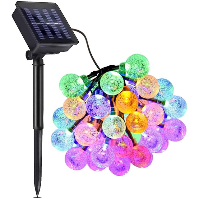 50 lámparas solares esféricas de cristal Led de 31 pies para exteriores con 8 modos para exteriores, árbol de Navidad, jardín, terraza, fiesta, exterior, 11 Feliz Sencillez